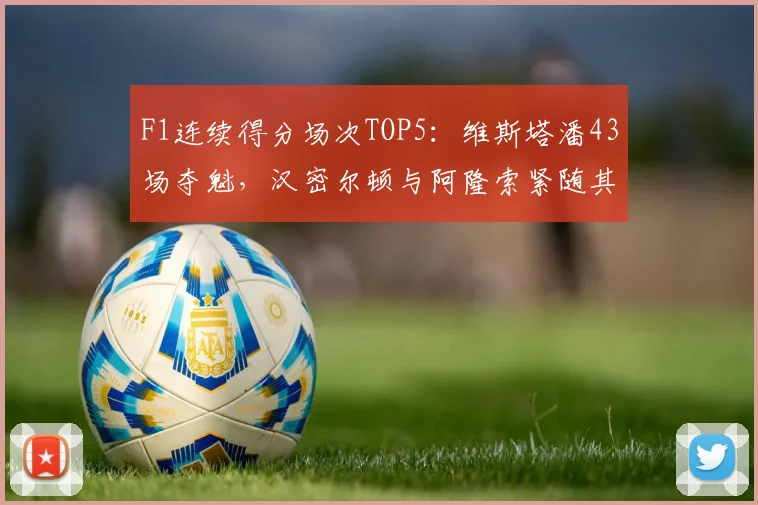 F1连续得分场次TOP5：维斯塔潘43场夺魁，汉密尔顿与阿隆索紧随其后